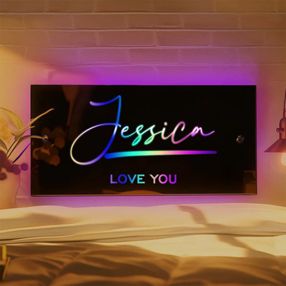 Picture of Personalized Name LED Neon Mirror Sign | Custom Illuminated Name Mirror Sign | Coolest Bedroom Decoration or Party Decoration Idea