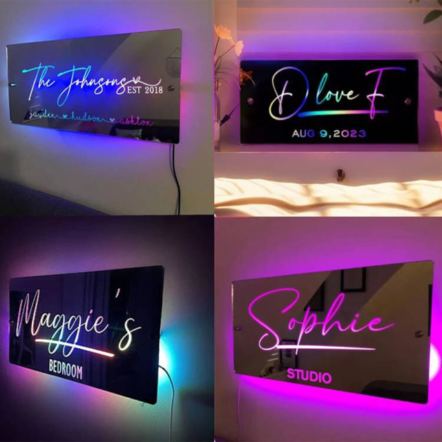 Picture of Personalized Name LED Neon Mirror Sign | Custom Illuminated Name Mirror Sign | Coolest Bedroom Decoration or Party Decoration Idea