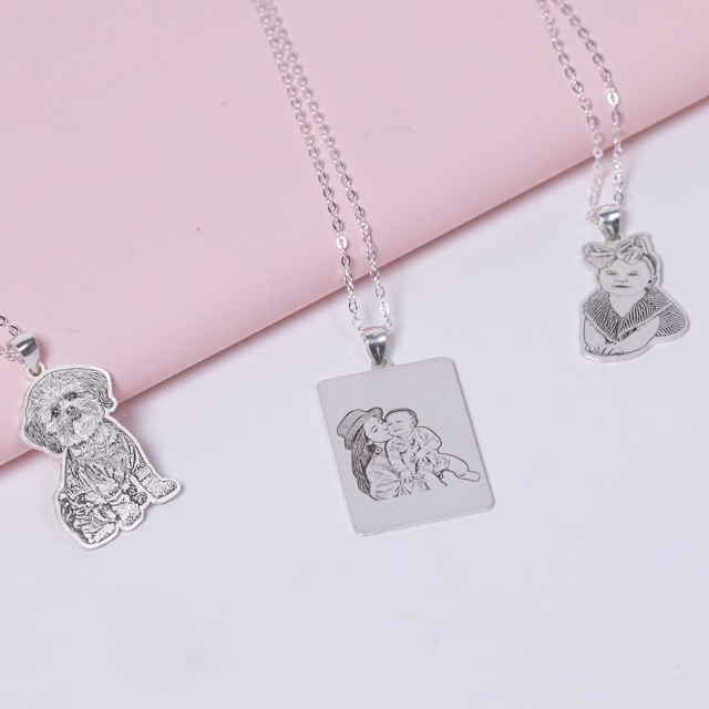 Picture of Personalized  Human or Pets Photo Necklace in 925 Sterling Silver with 5 Design Options | Customize With Your Best Photo | The Best Mother's Day, Christmas, Anniversary Gift