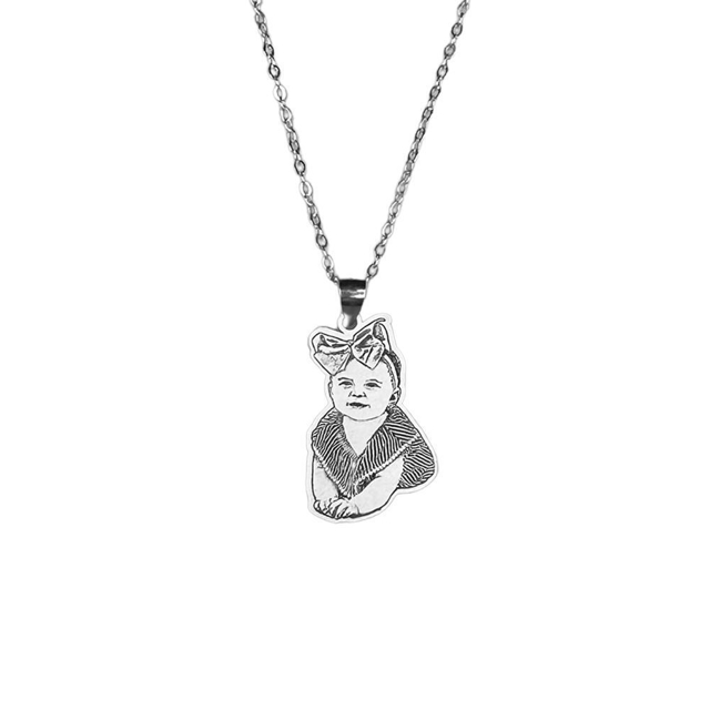 Picture of Personalized  Human or Pets Photo Necklace in 925 Sterling Silver with 5 Design Options | Customize With Your Best Photo | The Best Mother's Day, Christmas, Anniversary Gift