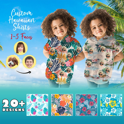 Picture of Custom Photo Hawaiian Shirts for Kids | Personalized Photo Hawaiian Shirts for Boys/Girls | Custom Hawaiian Shirts for Kids | As a Unique Summer Gift