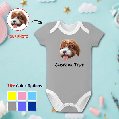 Picture of Customized Short-Sleeve Baby Suits - Personalized Baby Face Photo Clothing - Customized Body Suits with Avatar Photos and Lovely Text