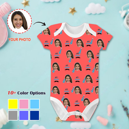 Picture of Customized Baby Clothing | Personalized avatar baby bodysuits | Personalized baby short-sleeved bodysuits | Beard Tie Elements