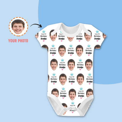 Picture of Customized Baby Clothing | Personalized Baby short-sleeved bodysuits | Personalized avatar baby bodysuits | Birthday Gifts Happy Birthday