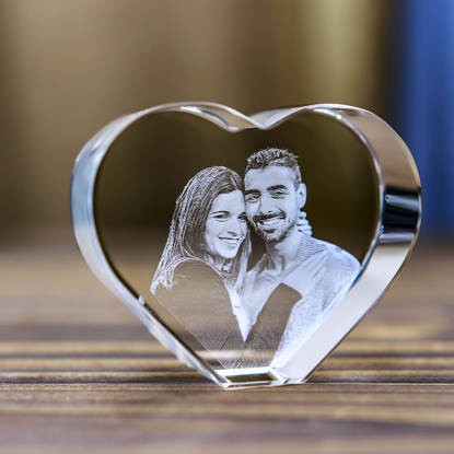 Picture of Custom Photo 3D Laser Crystal Heart | Personalized 3D Photo Laser Crystal | Unique Best Gift for Birthday Wedding Christmas etc.