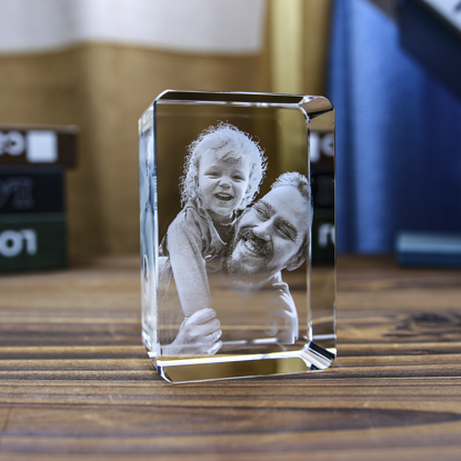 Picture of Custom Photo 3D Laser Crystal Rounded Corner Portrait | Personalized 3D Photo Laser Crystal | The Best Unique Gift for Birthday Wedding Christmas etc.