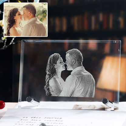 Picture of Custom Crystal Photo Frame Landscape | Personalized Crystal Photo Frame | Best Unique Gift for Birthday Wedding Christmas etc.