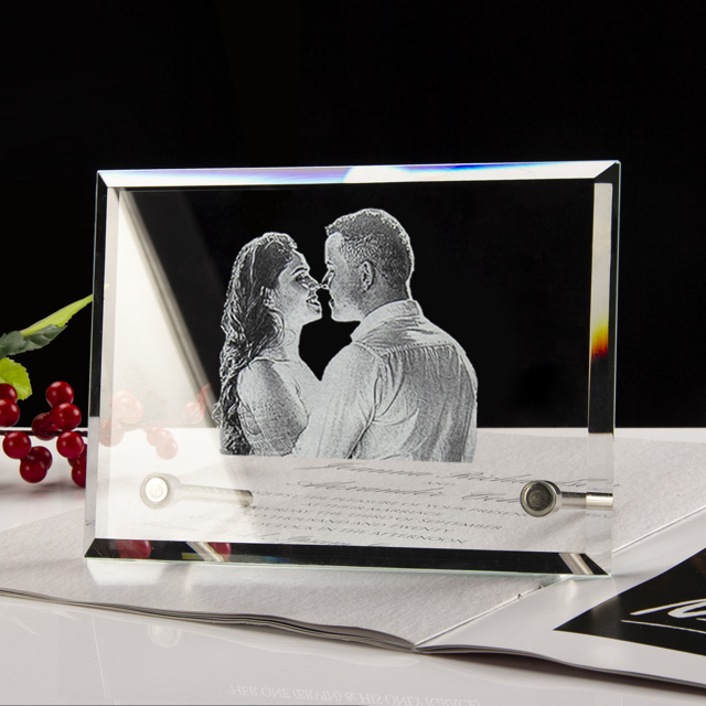 Picture of Custom Crystal Photo Frame Landscape | Personalized Crystal Photo Frame | Best Unique Gift for Birthday Wedding Christmas etc.