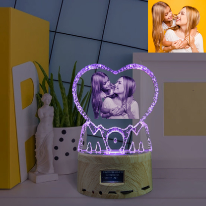 Picture of Custom Crystal Photo For Mom Bluetooth Music Box Light Base | Personalized Crystal Photo | The Best Unique Gift for Birthday Mother's Day Christmas etc.