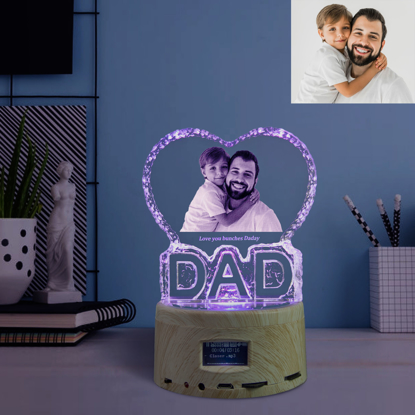 Picture of Custom Crystal Photo For Dad Bluetooth Music Box Light Base | Personalized Crystal Photo | The Best Unique Gift for Birthday Father's Day Christmas etc.