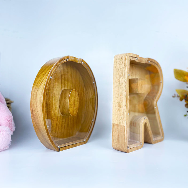 Picture of Personalized Wooden Piggy Bank for Kids Boys Girls | Large Piggy Banks 26 English Alphabet Letter-G | Transparent Money Saving Box | Best Gift for Children on Birthday or Christmas