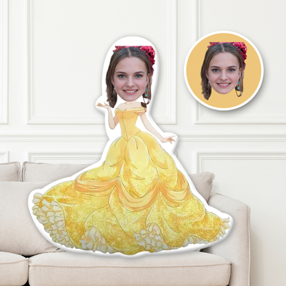 Picture of Personalized 3D Face Photo Mini Pillow | Customized Face Mini Doll | Unique Personalized Yellow Princess Dress Pillow Toy