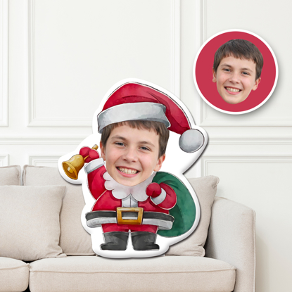 Picture of Personalized 3D Face Photo Mini Pillow | Customized Face Mini Doll | Santa With Gifts Pack Pillow Doll
