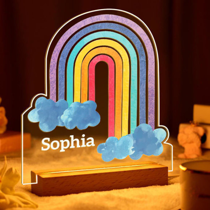 Picture of Custom Colorful Rainbow Heart Night Light with Irregular Shape | Personalized It With Your Kid's Name | Best Gift for Birthday or Christmas