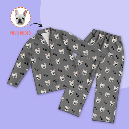 Picture of Customized Pajamas | Customized Dog Photo Pajamas | Customized Photo Dog Paw Family Pajamas Complete Set