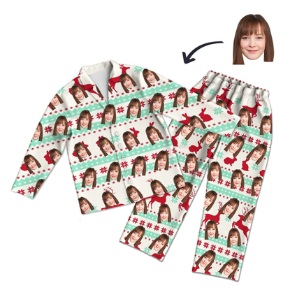 Picture of Custom Face Pajamas | Personalized Photo Simple Pajamas | Custom Face Photo Christmas Style Pajamas Set