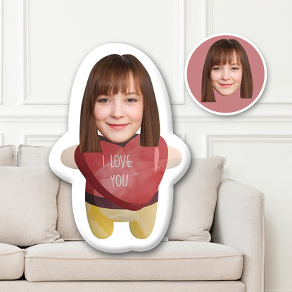 Picture of Personalized 3D Face Photo Mini Pillow | Custom Face Mini Dolls | Custom Text Hugging Heart Pillow Dolls