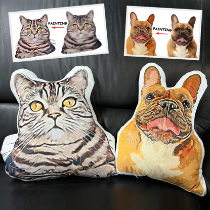 Picture of Custom 3D Cartoon Drawing Pillows | Personalized Pet Hand Drawn Pillows | Custom Pet Silhouette Pillows