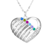 Picture of 925 Sterling Silver Engraved Heart Pendant Family Birthstone Necklace for Moms | Best Birthday Gift | Family members Souvenir Gift