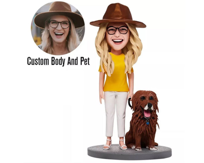 Picture of Custom Bobbleheads: One Doll and One Pet | Personalized Bobbleheads for the Special Someone as a Unique Gift Idea｜Best Gift Idea for Birthday, Christmas etc.