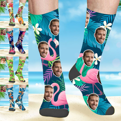 Picture of Customized Photo Socks | Personalized Avatar Socks | Customized Photo Avatar Hawaiian Style Socks