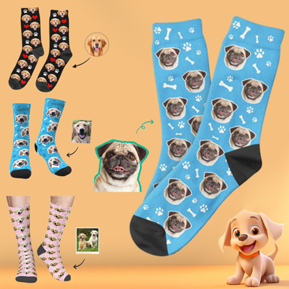 Picture of Customized Dog Head Photo Socks | Personalized Dog Photo Socks | Customized Dog Head Photo Socks In Various Styles