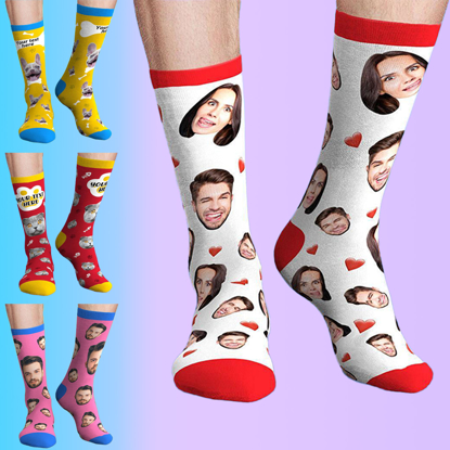 Picture of Customized Photo Socks | Personalized Avatar Socks | Customized Avatar Photo Color-Blocked Socks In Various Styles