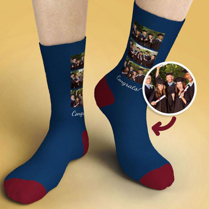 Picture of Customized Photo Socks | Personalized Multi-Photo Socks | Customized Multi-Photo Campus Style Socks