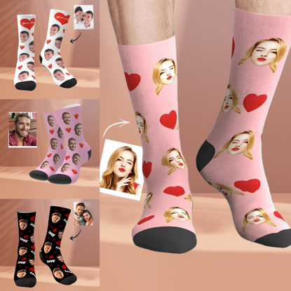 Picture of Customized Photo Socks | Personalized Avatar Socks | Customized Photo Avatar Heart Style Socks