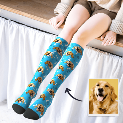 Picture of Customized Avatar Socks | Personalized Photo Socks | Custom High Socks Multicolor with Lovely Dog