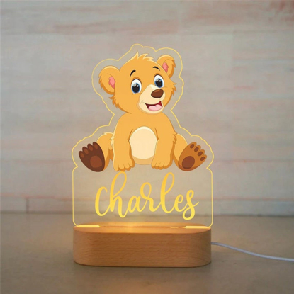 Picture of Custom Name Night Light for Kids | Personalized Cartoon Bear Night Light with LED Lighting | Personalized It With Your Kid's Name