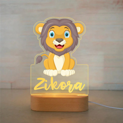 Picture of Custom Name Night Light for Kids | Personalized Cartoon Lion Night Light with LED Lighting for Children