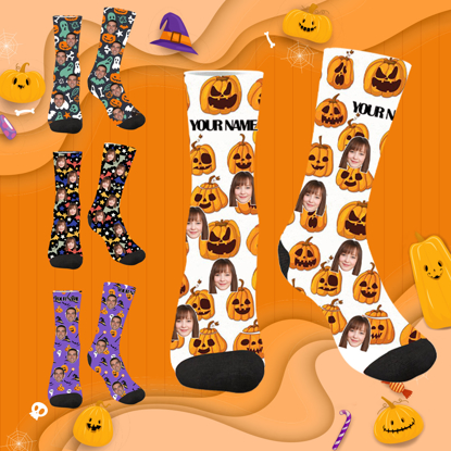 Picture of Customized Photo Socks | Personalized Avatar Socks | Custom Photo Halloween Style Socks