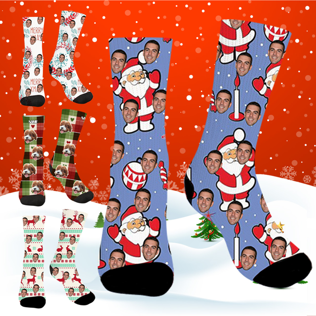 Picture of Customized Photo Socks | Personalized Avatar Socks | Custom Photo Christmas Style Socks