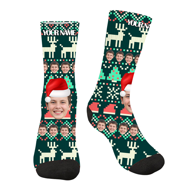 Picture of Customized Photo Socks | Personalized Avatar Socks | Custom Photo Christmas Style Socks