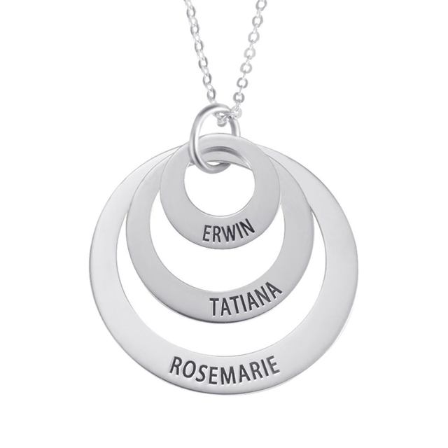 Picture of Personalized Disc Name Necklace in 925 Sterling Silver | Custom With Names | Best Birthday, Christmas, anniversary Gift For Loved One