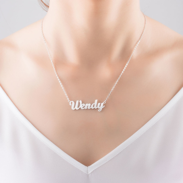 Picture of 925 Sterling Silver Personalized Name Necklace | Customize With Any Name | Best Birthday, Christmas, Anniversary Gift