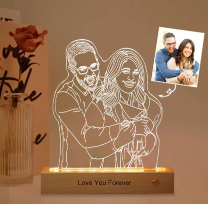 Picture of Custom Wooden Base 3D Night Lamp With Personalized Photo | Unique Birthday, Christmas, Valentine's Day Gift