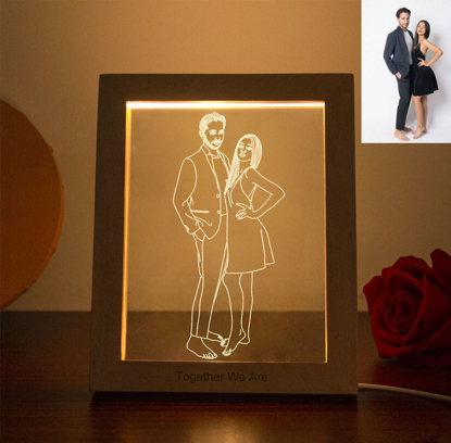 Picture of Custom Wooden Photo Frame LED Night Lamp | Personalize With Your Lovely Photo | Best Valentine's Day, Anniversary And Family Holiday Gift