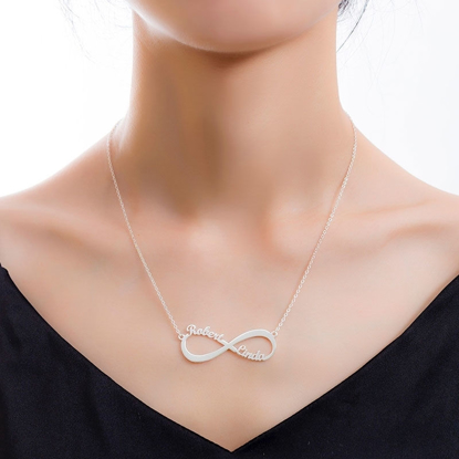 Picture of Infinity Name Necklace in 925 Sterling Silver | Custom With Names Of Loved One | Gift For Valentine's Day, Anniversary And Family Members