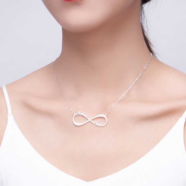 Picture of Infinity Name Necklace in 925 Sterling Silver | Custom With Names Of Loved One | Gift For Valentine's Day, Anniversary And Family Members