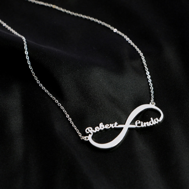 Picture of Infinity Name Necklace in 925 Sterling Silver | Custom With Names Of Loved One | Gift For Valentine's Day, Anniversary And Family Members