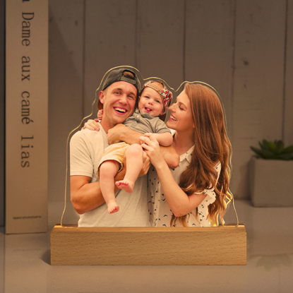 Picture of Colorful Personalized Wooden Base 3D Night Lamp With Your Lovely Photo | Gift For Valentine's Day, Anniversary And Family Members