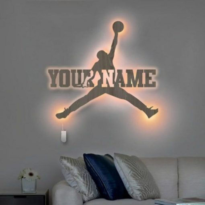 Picture of Personalized Night Light for Wall Decor | Custom Wooden Engraved Name Night Light | Jordan