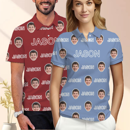 Picture of Custom Polo Shirts | Personalized Photo and Text Polo Shirts | Unisex Customized Avatar Polo Shirts