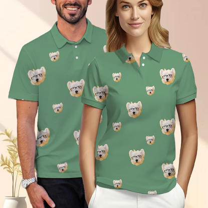 Picture of Customized avatar Polo shirt | Personalized customized photo Polo shirt | Personalized large and small avatar arrangement of men's and women's Polo shirts