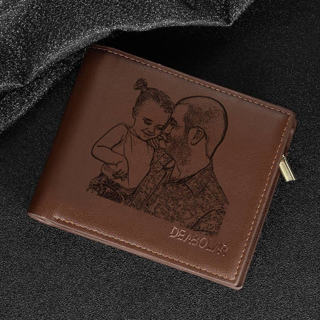 Picture of Personalized Men's Photo Wallet - Custom Engraved Photo wallet - Best Christmas Gift