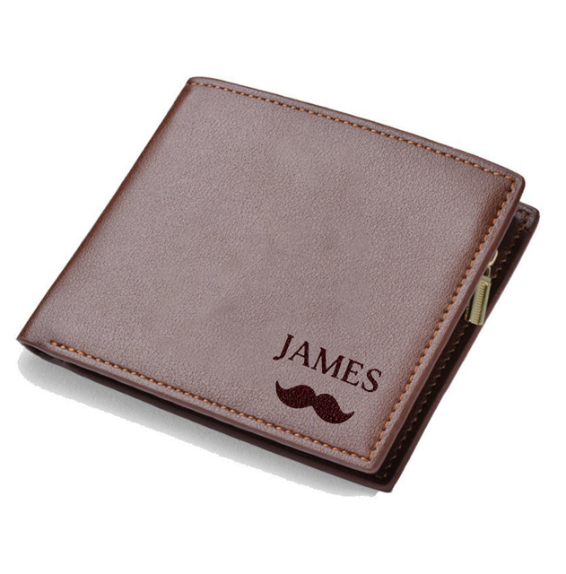 Picture of Custom Engraved Trifold Wallet - Personalized Name Wallet - Christmas and Birthday Gift