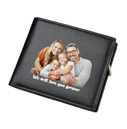 Picture of Custom Engraved Trifold Wallet for Men - Personalized Photo Wallet  - Christmas, Birthday or Father's day Gift