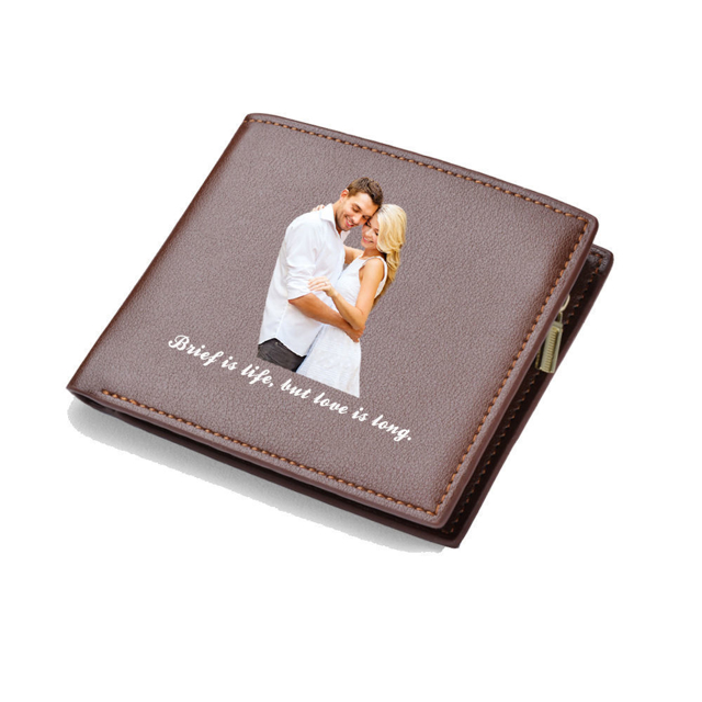 Picture of Custom Engraved Trifold Wallet for Men - Personalized Photo Wallet  - Christmas, Birthday or Father's day Gift